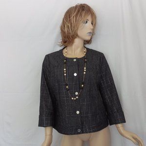 PETER NYGARD Gray/Silver Striped Look Button Down Career Jacket Coat Sz 10